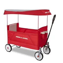 Radio Flyer EZ-Faltwagen mit Verdeck, Rot, klappbarer Kinder-Trolley für Garten und Transport