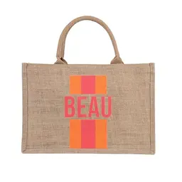 BEY'Z Vintage Chic Jute-Tragetasche, gestreift, umweltfreundlich, wiederverwendbar, ideale Strand- und Einkaufstasche