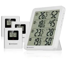 Bresser Thermo-Hygrometer Set mit 3 Funk-Sensoren für Temperatur und Luftfeuchtigkeit