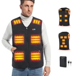 Rrtizan Beheizte Weste für Damen und Herren mit Powerbank, USB Heizjacke mit 3 Temperaturstufen, waschbar, ideal für Outdoor und Camping