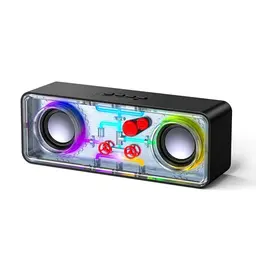 JAMELO Bluetooth Lautsprecher, Tragbarer Lautsprecher mit coolen Lichtern, TWS Stereo-Sound für Outdoor, Camping und Reisen (Schwarz)