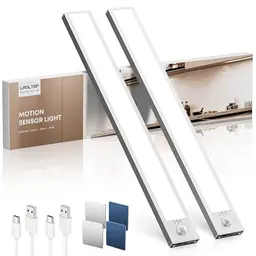 LED Schrankbeleuchtung mit Bewegungsmelder - 30cm Unterbauleuchte für Küche, USB-Ladung, dimmbar | 2 Stück
