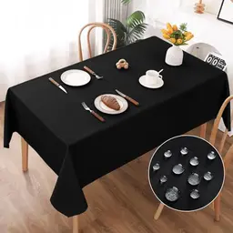 AooHome Abwaschbare Tischdecke Schwarz 140x200cm aus Polyester für Wohnzimmer, Esszimmer, Balkon und Garten