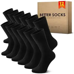NUOZA 12 Paar Socken Herren 43-46 Schwarz Sportsocken und Business Socken
