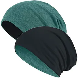 Hatstar 2in1 Unisex Beanie für Damen und Herren | Leichte Sommermütze in Grün Meliert/Schwarz