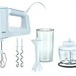 Braun MultiMix 3 Handmixer – 5 Geschwindigkeitsstufen, Turbo-Funktion, inkl. Zubehör, 500 Watt, weiß