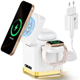 4-in-1 Wireless Charger für iPhone und Apple Watch, 15W Induktive Ladestation, kompatibel mit iPhone 16/15/14/13/12 und iWatch
