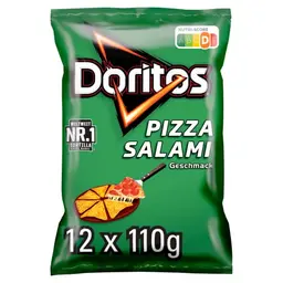 Doritos Pizza Salami - Tortilla Nachos im Pizza Salami Geschmack - Herzhafter Snack (12 x 110g)