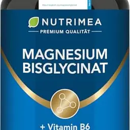 Magnesium Bisglycinat + Vitamin B6, 300mg pro Tagesdosis – Hochdosiert, Vegan, Ohne Zusätze | Nutrimea