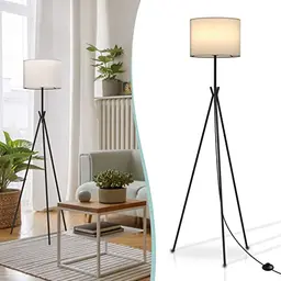 EMKE Stehlampe Schwarz Vintage Standleuchte Wohnzimmer Schlafzimmer LED mit Fußschalter