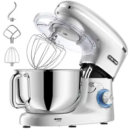 CHeflee Küchenmaschine 1500W mit 6,2L Edelstahlschüssel und 6 Geschwindigkeiten