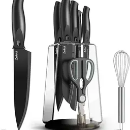 8-teiliges Messerblock Set mit Kochmessern und Schere für Fleisch und Gemüse