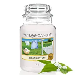 Yankee Candle Duftkerze Clean Cotton | Große Kerze mit bis zu 150 Stunden Brenndauer | Ideal als Geschenk für Frauen