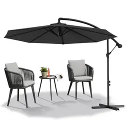 Froadp Höhenverstellbarer Ampelschirm mit Kurbel - UV40+ Sonnenschutz für Terrasse (Ø300cm, Dunkelgrau)
