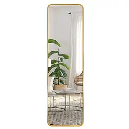 EXYGLO Wandspiegel 120 x 35 cm mit goldenem Metallrahmen für Schlafzimmer, Wohnzimmer und Eingangsbereich