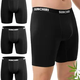 SUNCHIRI Bambus Boxershorts Herren, hautfreundlich, kratzfrei, schweißableitender Bund, 3er Pack, Schwarz, Größe M