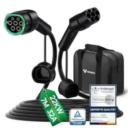 GONEO Typ 2 Ladekabel 7m 32A für Elektroautos - Modus 3 mit Tasche, passend für Model S/3/X/Y, e-Golf, ID.3, i3/i8