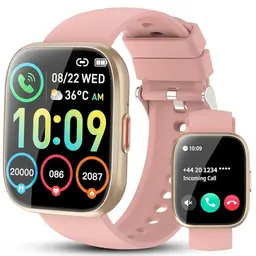 Smartwatch für Damen und Herren, 1,85" Touchscreen, 112 Sportmodi, Herzfrequenzmonitor, Schlafmonitor, IP68 wasserdicht, Rosa