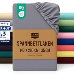 Utopia Bedding Spannbettlaken 140x200cm - Grau - Oeko-Tex Zertifiziert