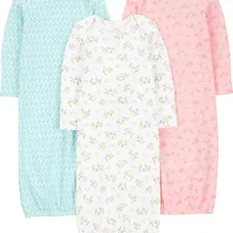 Carter's Simple Joys Nachthemd für Babys, 3 Stück in Blau, Pink und Weiß