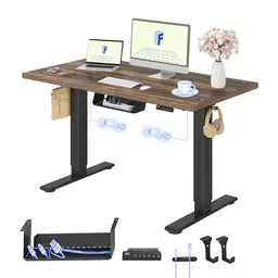 FLEXISPOT Höhenverstellbarer Schreibtisch 120 x 80 cm Walnussbraun mit schwarzem Gestell