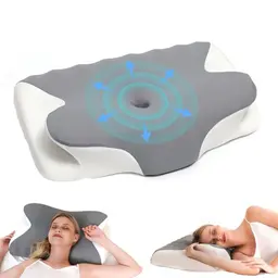 vicihoho Memory Foam Nackenkissen für Nacken und Schultern, 60 x 41 x 9/12cm (Light Gray)