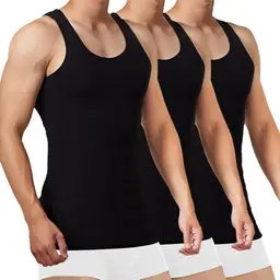FALARY Herren Tank Top, 3er Pack, Baumwolle, Schwarz, Größe S