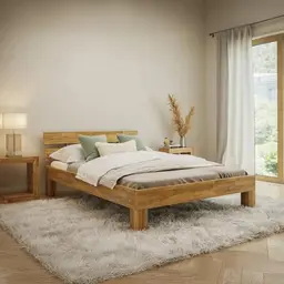 skølm Floki Massivholzbett 140x200 cm aus Eiche - Hochwertiges Bettgestell in Natur geölt