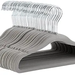 Amazon Basics Kinder-Kleiderbügel aus Samt, rutschfest, 29 cm, 50 Stück, Grau