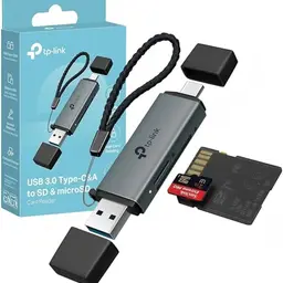 TP-Link UA430D SD Kartenleser USB 3.0, 2-in-1 Typ-C & A, Plug & Play, kompatibel mit SD/MicroSD, für Windows, Mac, Android, iOS