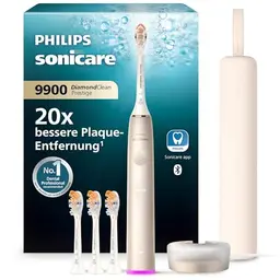 Philips Sonicare DiamondClean 9900 Prestige elektrische Zahnbürste, SenseIQ, 5 Putzmodi, Reiseladeetui, champagner