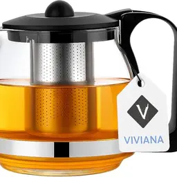 Viviana Glas‑Teekanne „Shov Edition“ – hitzebeständig mit Edelstahl-Infuser, ideal für losen Tee (700ml)