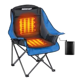 DEERFAMY Beheizter Campingstuhl Moonchair bis 120kg, faltbar mit 12V Powerbank und 3 Heizstufen für Outdoor-Sport