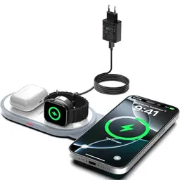 COCIVIVRE 3 in 1 Faltbare Mag-Safe Ladestation für iPhone 16 Pro Max/Pro/Plus 15/14/13, Apple Watch und AirPods (Weiß)
