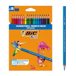 BIC Kids Tropicolor Buntstifte Set, 18 Farben, bruchsichere Minen, ideal für Kinder ab 5 Jahren