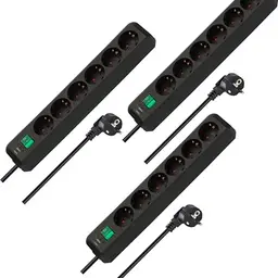 Brennenstuhl Eco-Line 6-fach Steckdosenleiste mit Schalter, 1,5m Kabel, schwarz