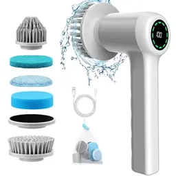 Elektrische Reinigungsbürste mit LED-Anzeige, Handheld Spin Scrubber für Bad, Haushalt, Böden und Küche