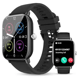 WalkerFit Smartwatch 2.01", wasserdicht, Fitnessuhr mit Schlafmonitor und Schrittzähler für Android/iOS (Schwarz)