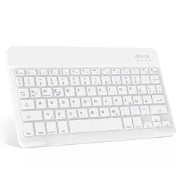 JADEMALL Bluetooth Tastatur für iPad und Samsung Galaxy, kabellos, ultraleicht, Deutsche QWERTZ, Weiß