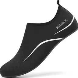 Sixspace Badeschuhe für Herren und Damen - Schnell trocknend, Slip-On Schwimmschuhe für Strand und Pool, Schwarz