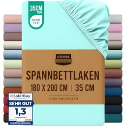 Utopia Bedding Spannbettlaken 180x200cm Spa Blau, Mikrofaser, 35cm Tiefe