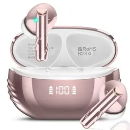 Kabellose Bluetooth Kopfhörer mit 48H Akkulaufzeit und Lärmreduzierung, IP7 wasserdicht, Roségold