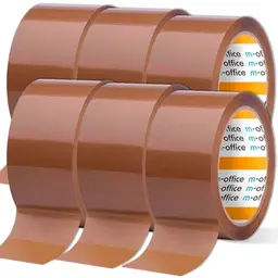 m-office braunes Klebeband 6 Rollen à 36 mm x 66 m für Kartons, Versand & Umzug
