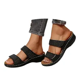 Damen Sandalen & Slides, bequem, offen, Sommer 2025, Schwarz, Größe 39/EU