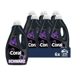 Coral Colorwaschmittel Black Velvet, Flüssigwaschmittel für intensives Schwarz, 1,15 Liter, 6 Stück