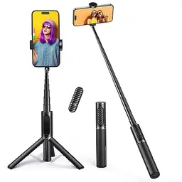 ATUMTEK Selfie Stick Stativ 3-in-1 mit Bluetooth-Fernbedienung, kompatibel mit iPhone und Samsung Smartphones, Schwarz