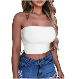 AmazonBasics Bandeau Crop Top Damen Sommer Off-Shoulder Bauchfrei