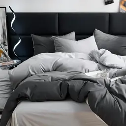 Boqingzhu Wende-Bettwäsche Set 200x220 cm Grau Anthrazit Hellgrau Modern mit Kissenbezug 80x80 cm