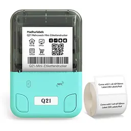 Madhurlabels Q21 Tragbarer Bluetooth Etikettendrucker für kleine Unternehmen, mit 40x30 mm Etiketten