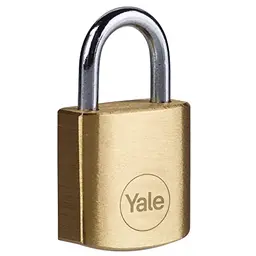 Yale Y110B 20mm Messing Vorhängeschloss mit offenem Stahlbügel - 3 Schlüssel